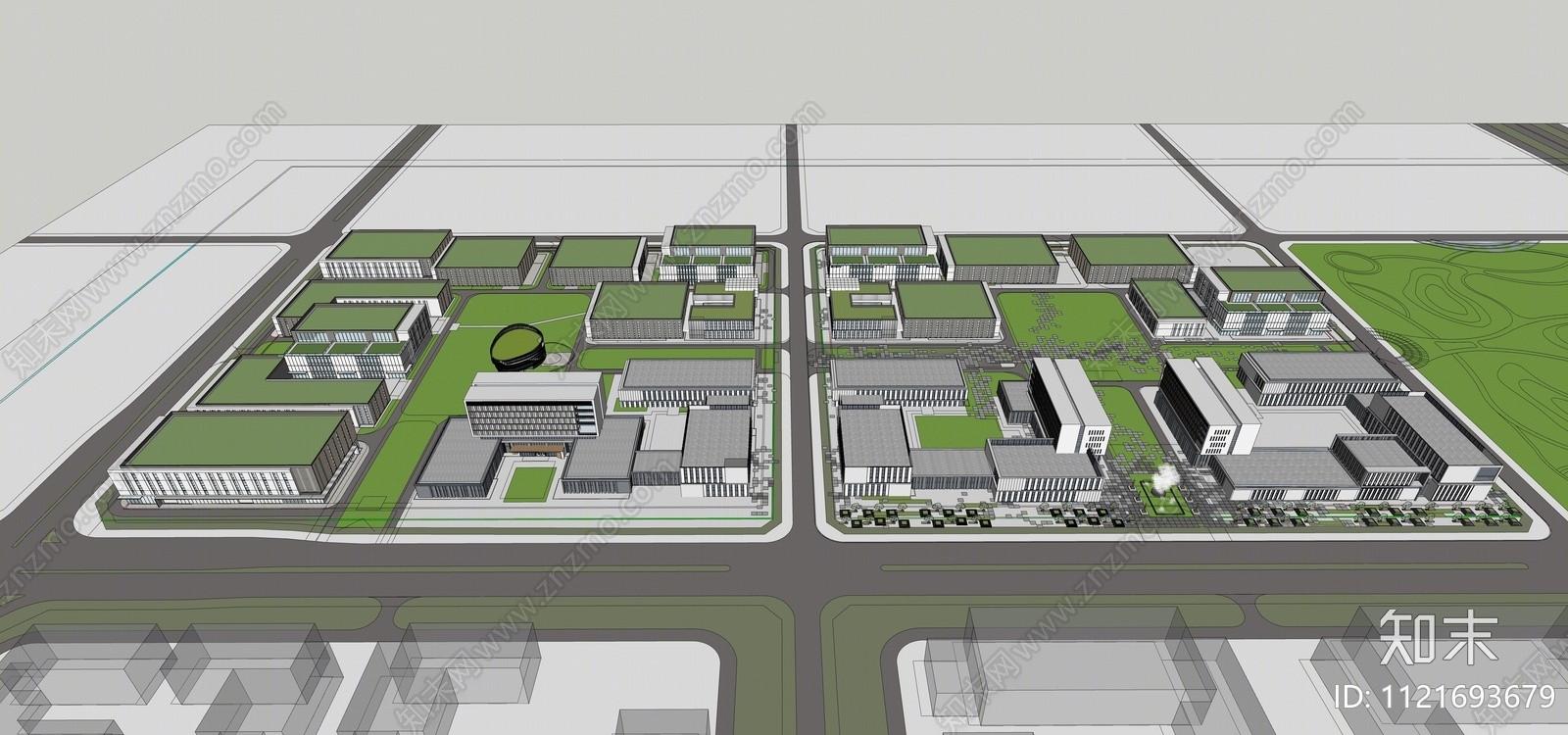 现代产业园SU模型下载【ID:1121693679】