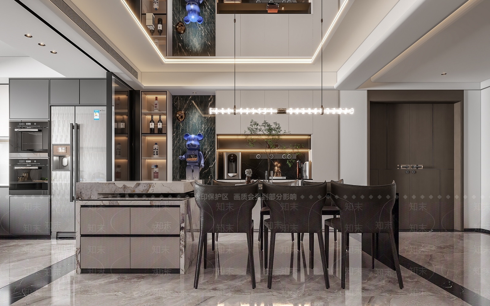 现代酒店餐厅3D模型下载【ID:1222024036】
