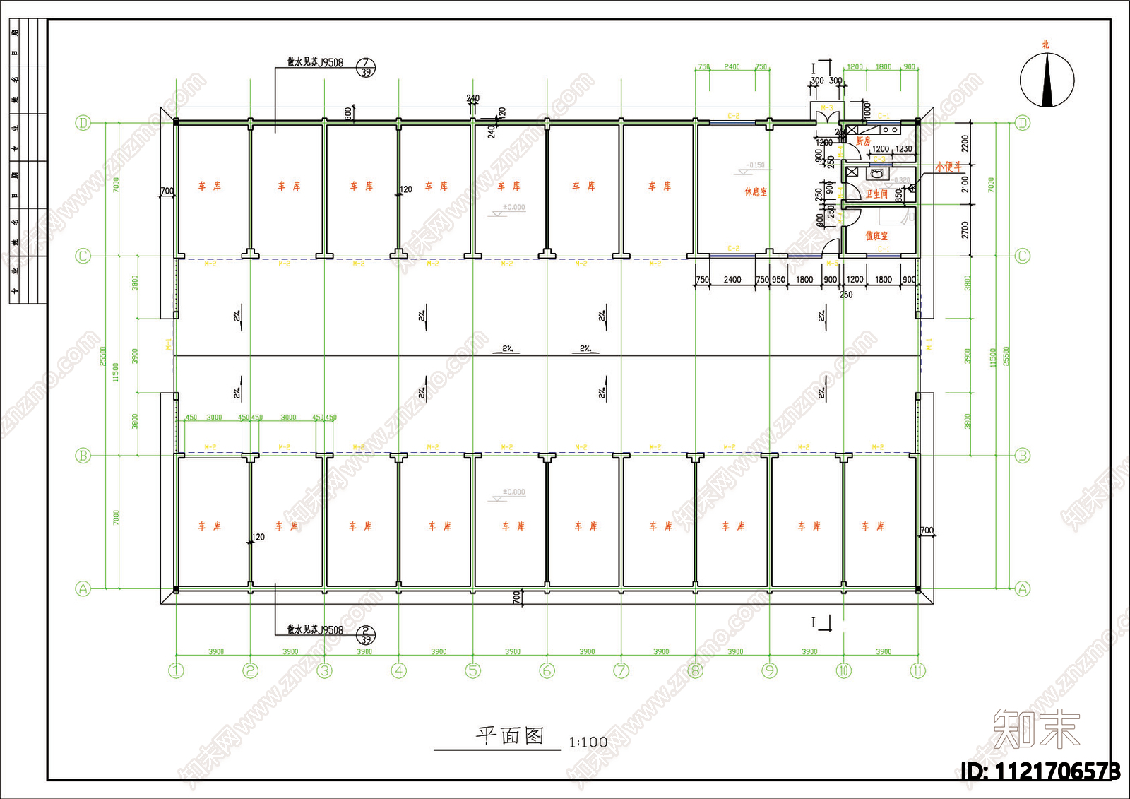 汽车库建筑结构CAD图cad施工图下载【ID:1121706573】