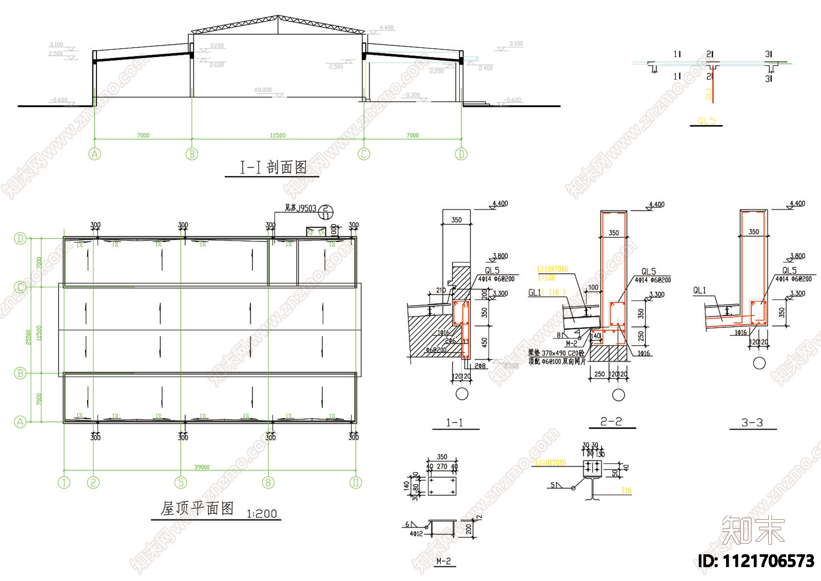 汽车库建筑结构CAD图cad施工图下载【ID:1121706573】