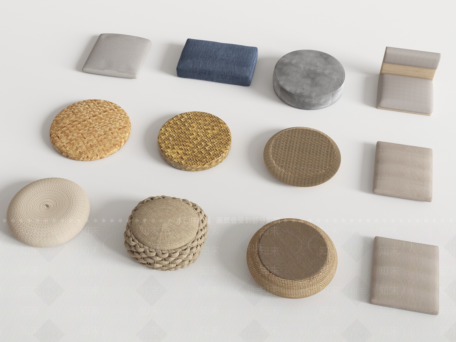 新中式蒲团坐垫3D模型下载【ID:1121707180】