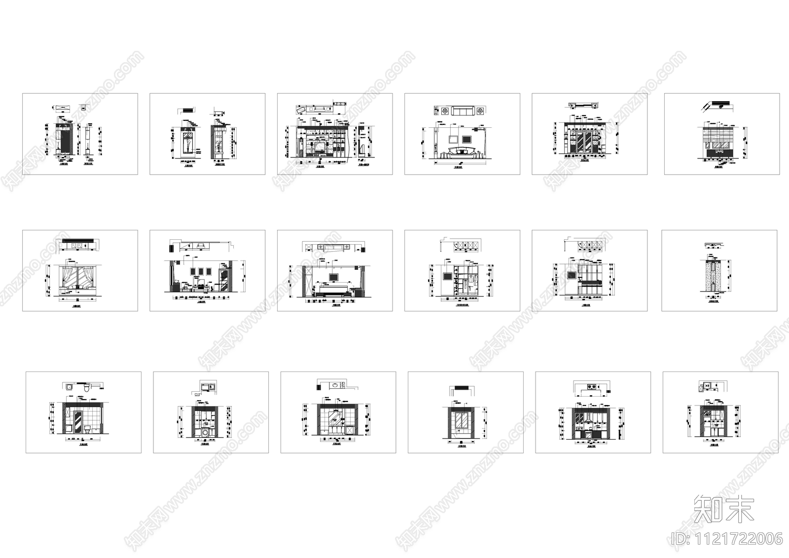 现代简约cad施工图下载【ID:1121722006】