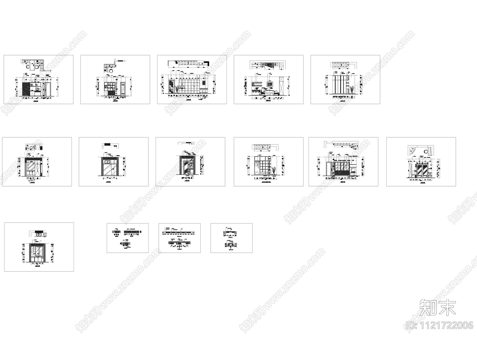 现代简约cad施工图下载【ID:1121722006】