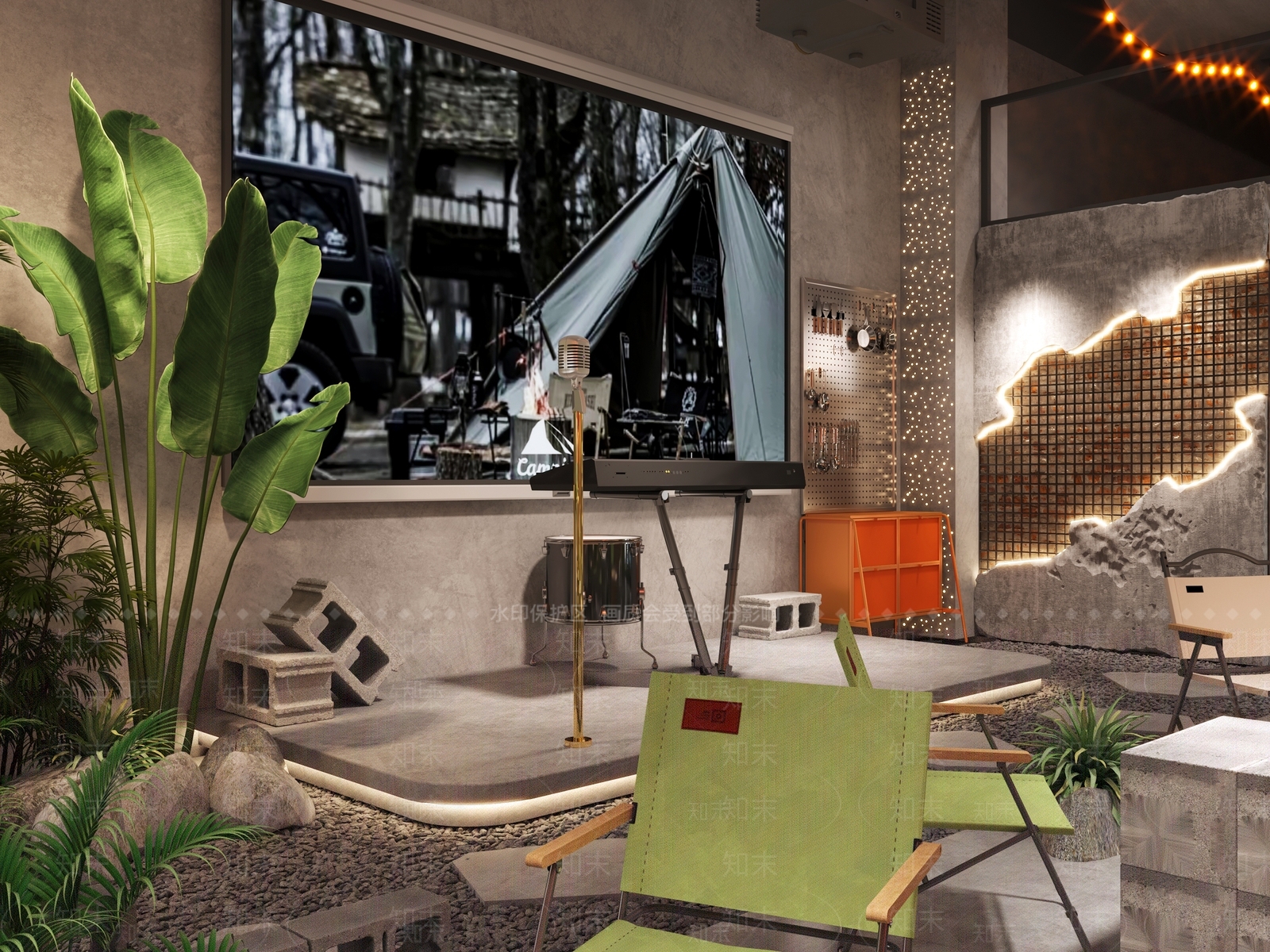 工业风露营风烧烤店3D模型下载【ID:1121722453】