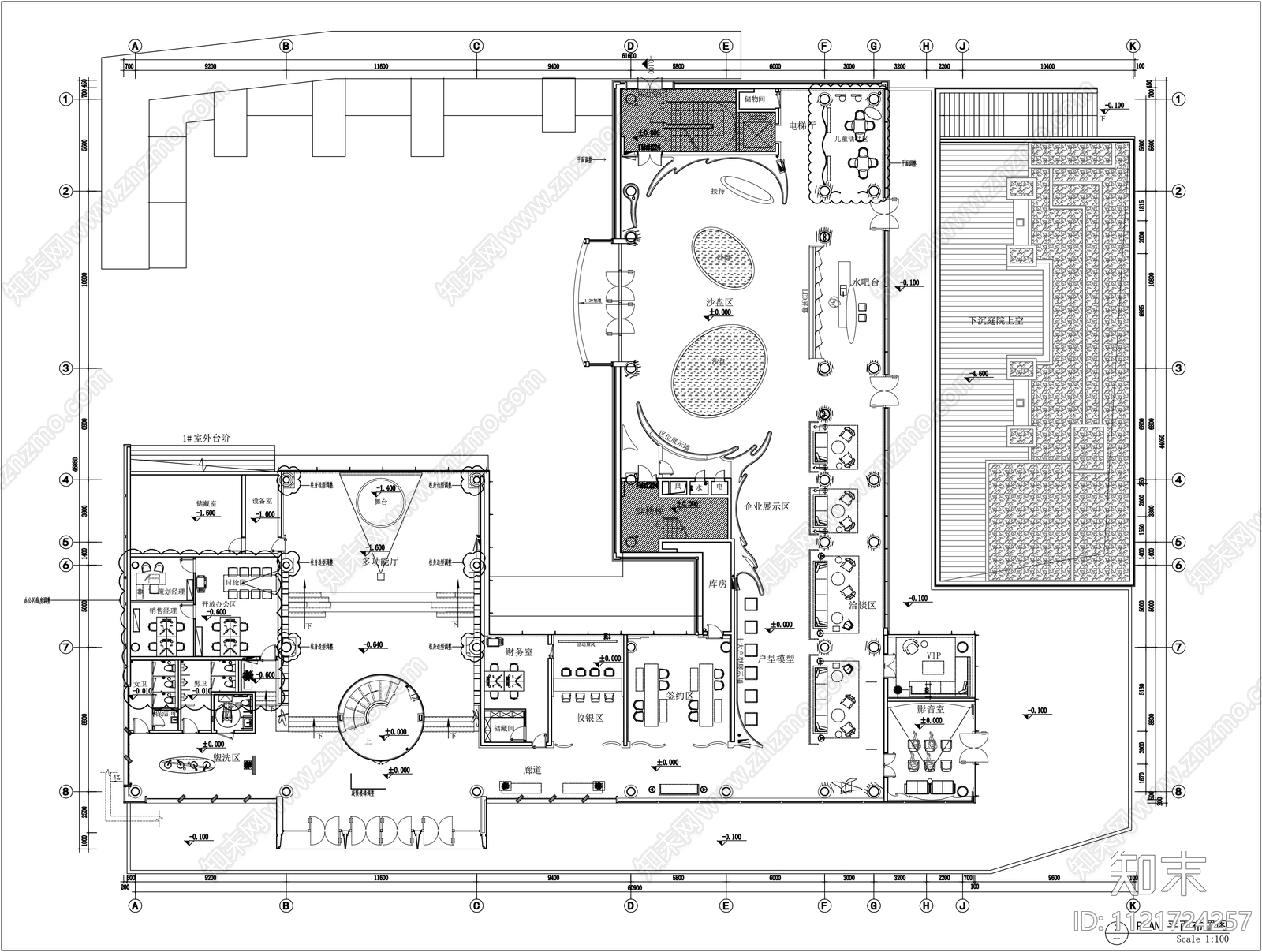 现代简约风格售楼处效果图cad施工图下载【ID:1121724257】