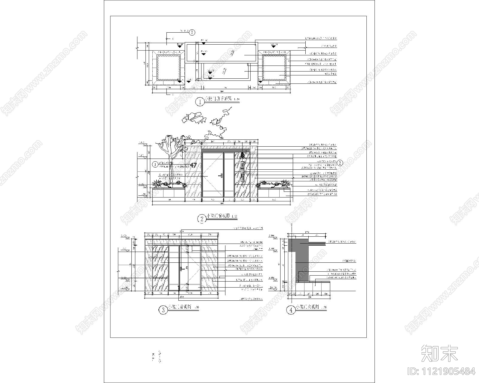 现代简约庭院门节点详图cad施工图下载【ID:1121905484】