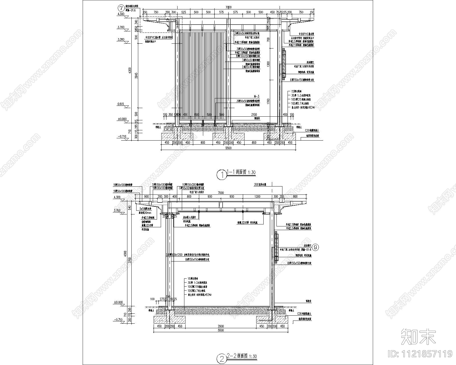 新中式景观亭节点详图cad施工图下载【ID:1121857119】