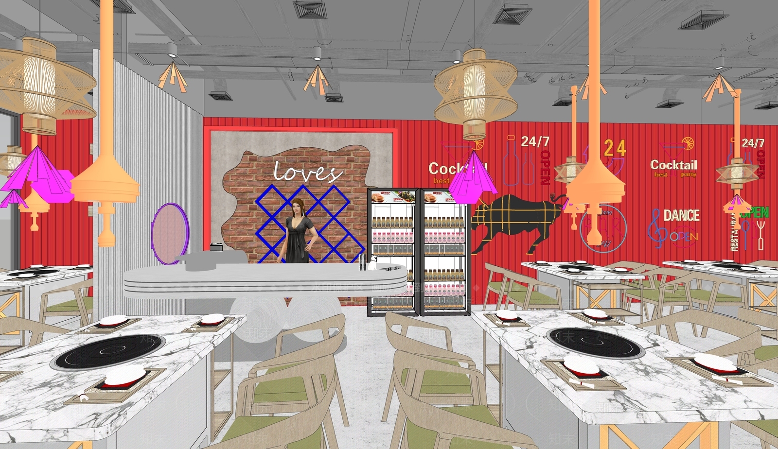 工业火锅店SU模型下载【ID:1121733360】