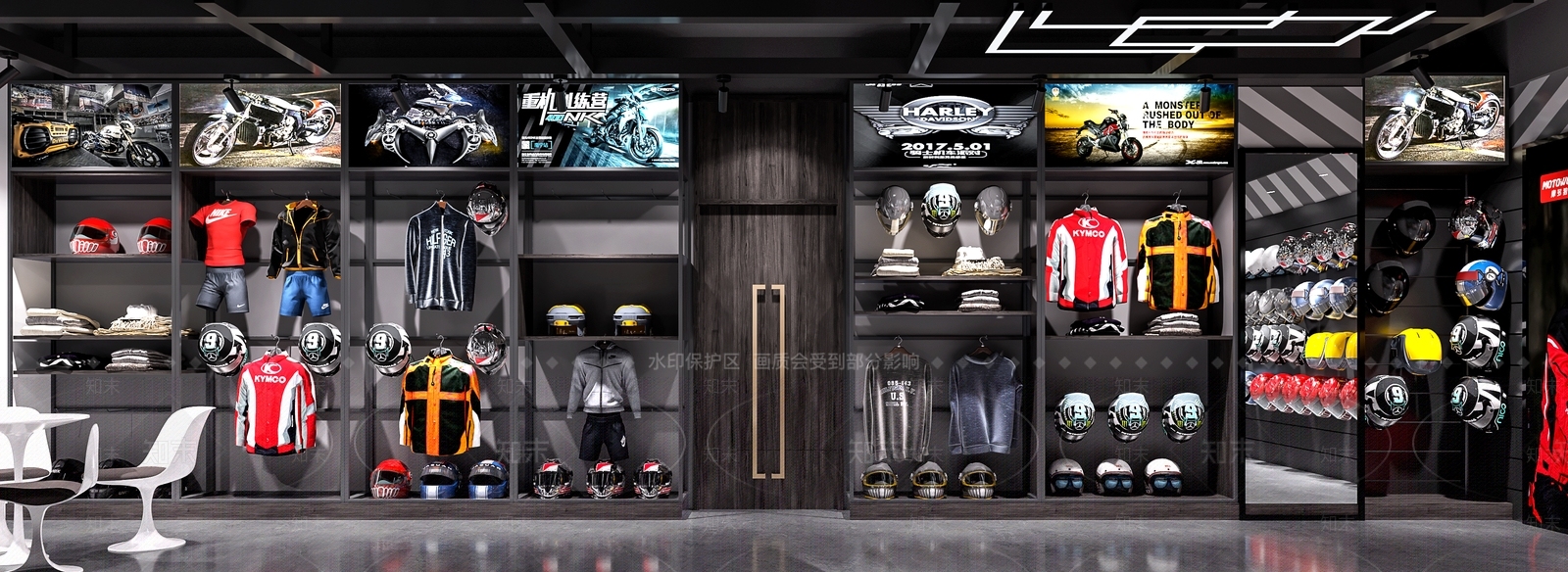 现代摩托车机车配件店3D模型下载【ID:1121748046】