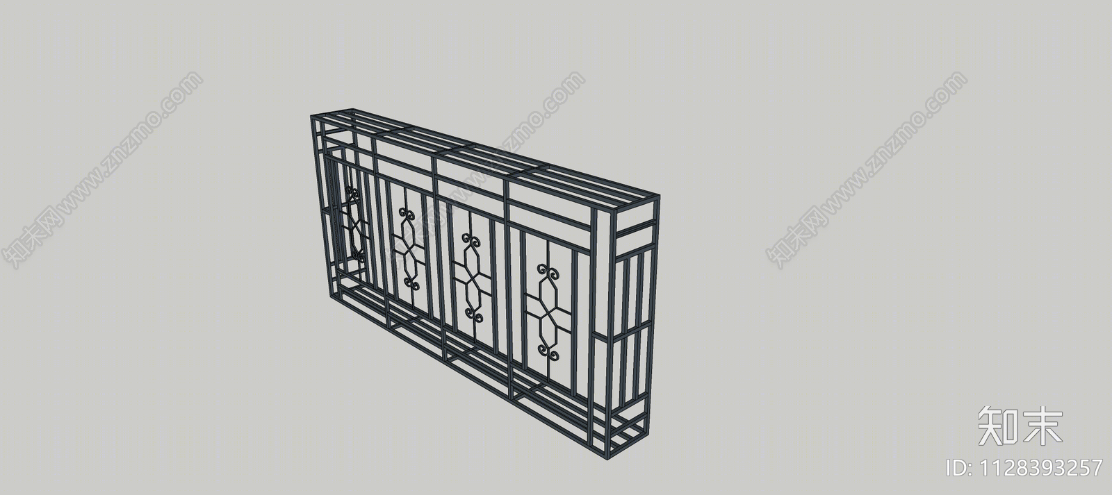 现代铝艺窗花防护网SU模型下载【ID:1128393257】
