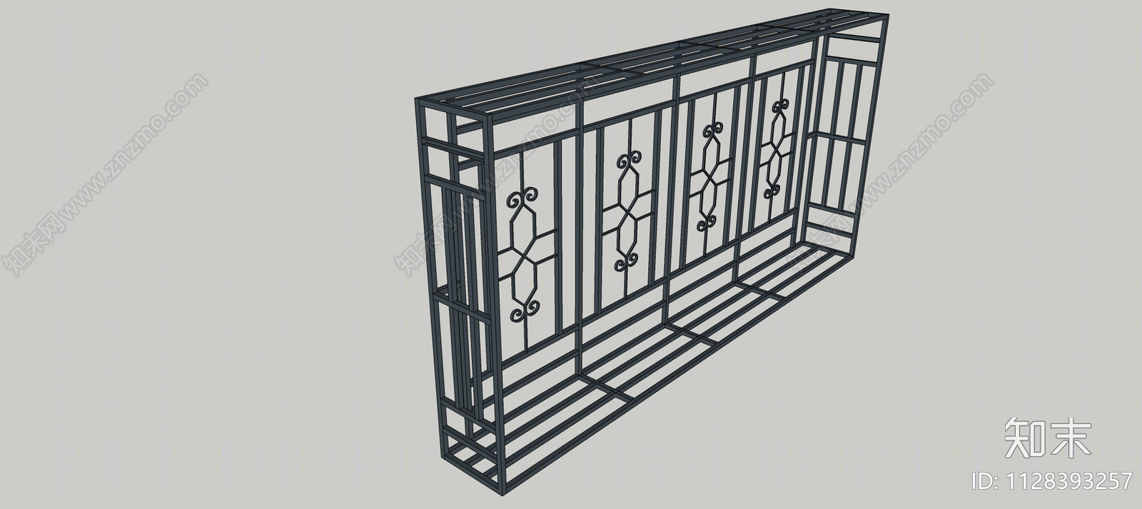 现代铝艺窗花防护网SU模型下载【ID:1128393257】