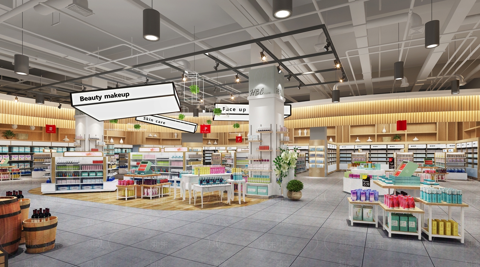 工业风超市百货美妆区3D模型下载【ID:1121768136】