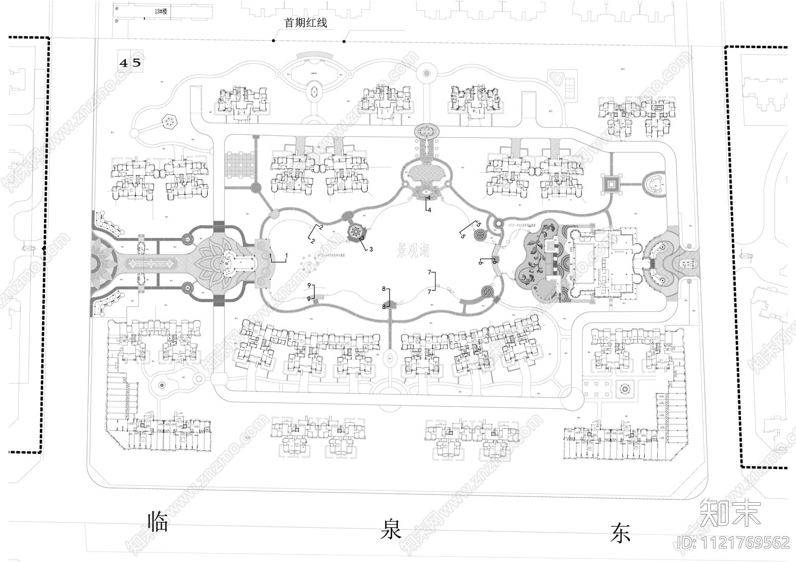 欧式居住区景观铺装平面图cad施工图下载【ID:1121769562】