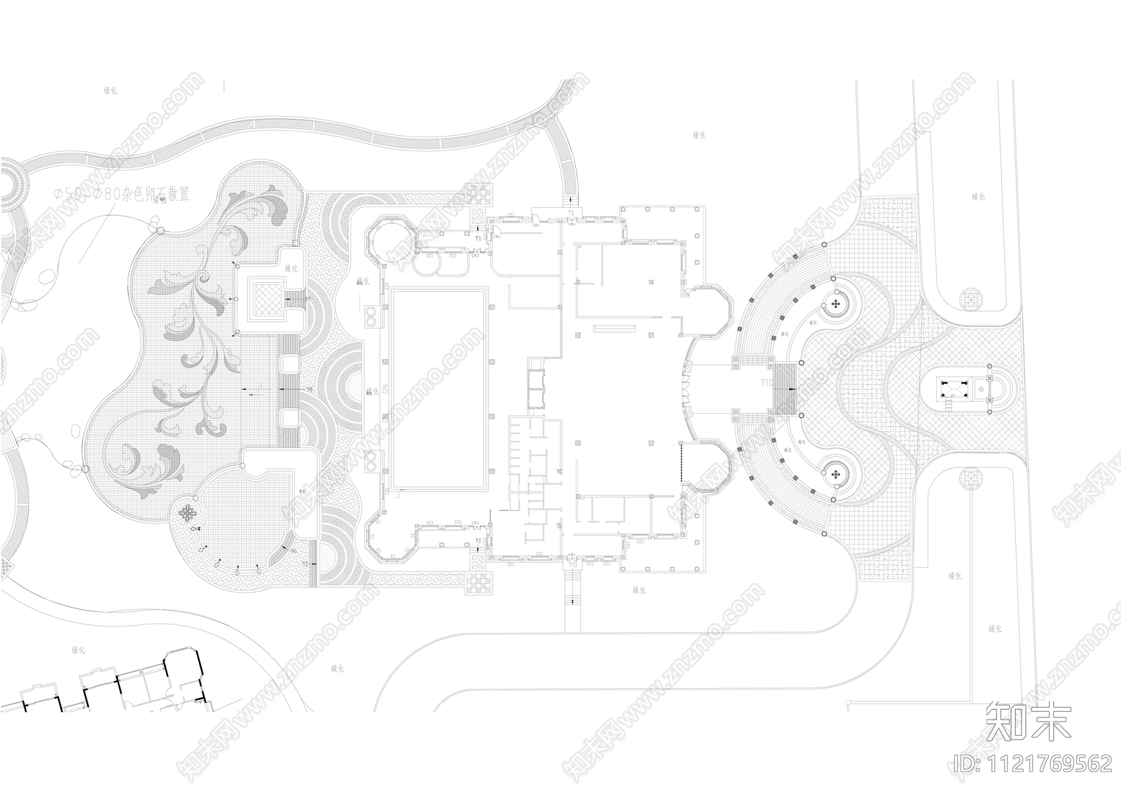 欧式居住区景观铺装平面图cad施工图下载【ID:1121769562】
