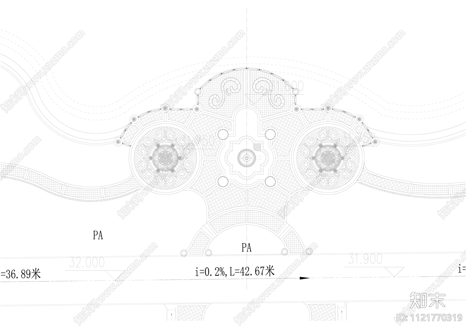 欧式景观铺装平面图cad施工图下载【ID:1121770319】