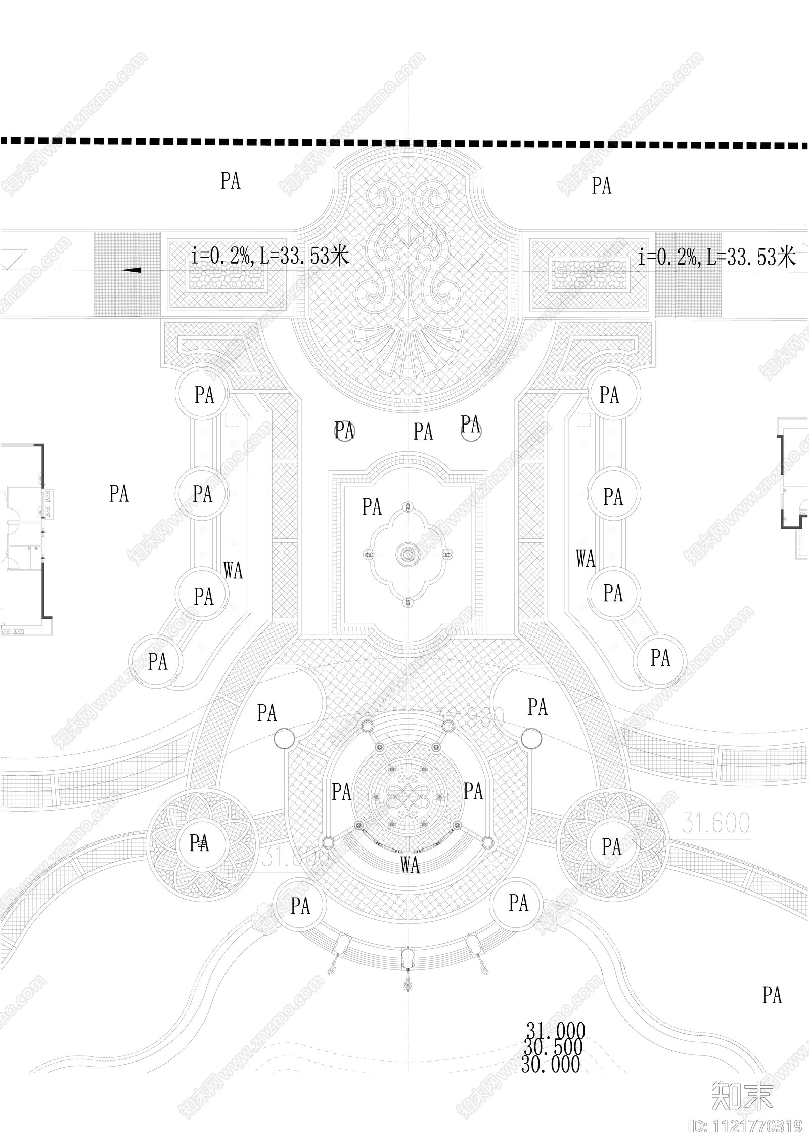 欧式景观铺装平面图cad施工图下载【ID:1121770319】