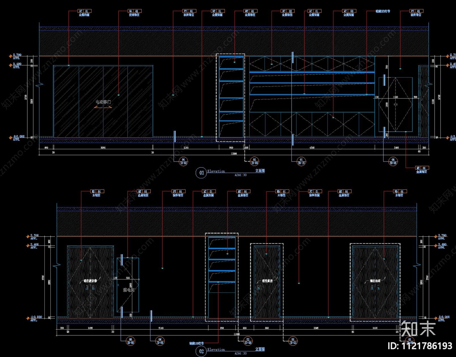 现代简约室内办公空间设计施工图cad施工图下载【ID:1121786193】