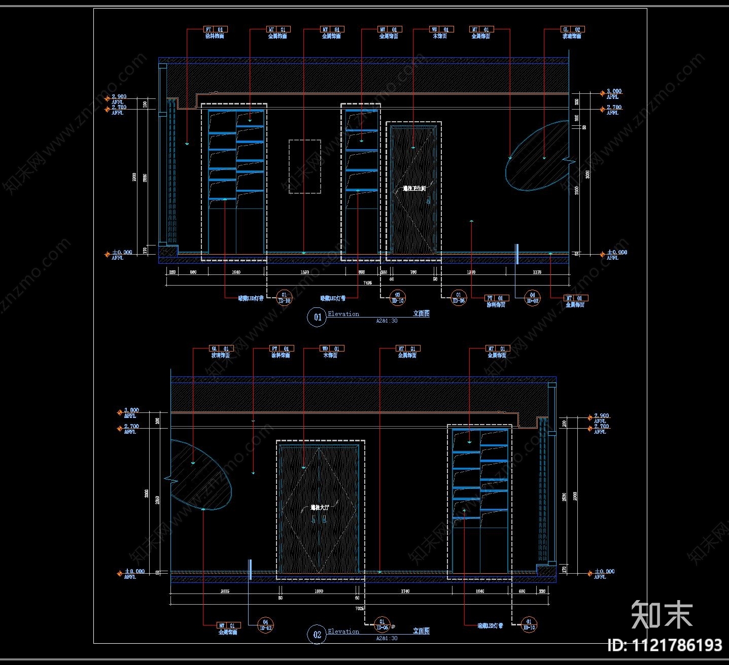 现代简约室内办公空间设计施工图cad施工图下载【ID:1121786193】