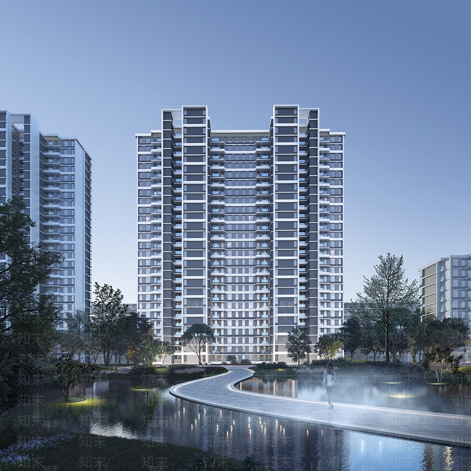 现代高层住宅SU模型下载【ID:1122573267】