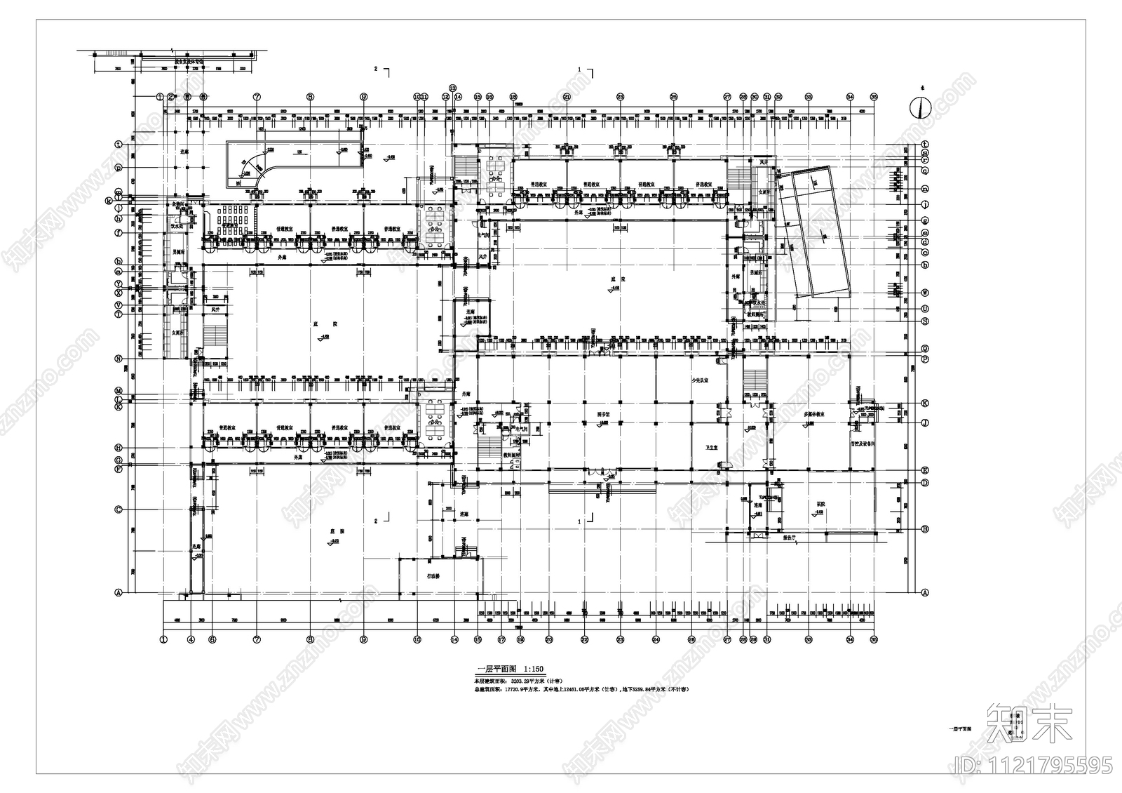 新中式小学幼儿园建筑设计施工图cad施工图下载【ID:1121795595】