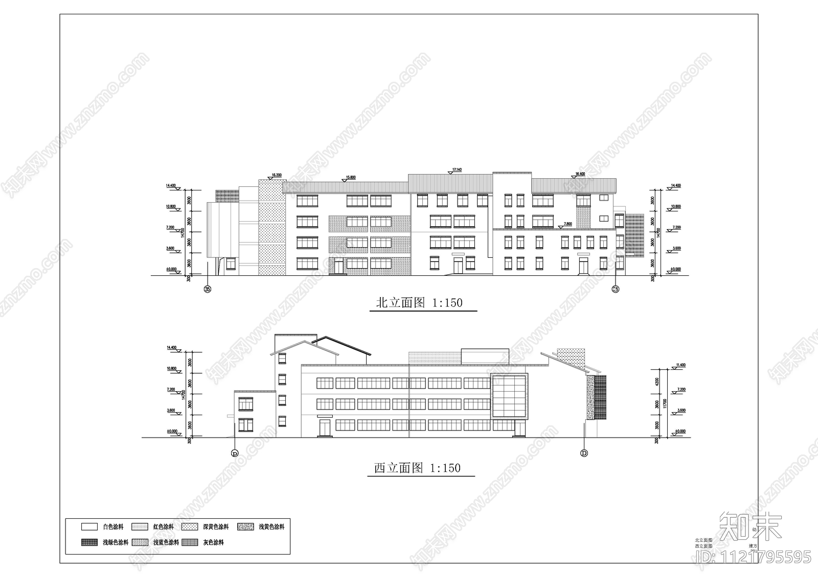 新中式小学幼儿园建筑设计施工图cad施工图下载【ID:1121795595】