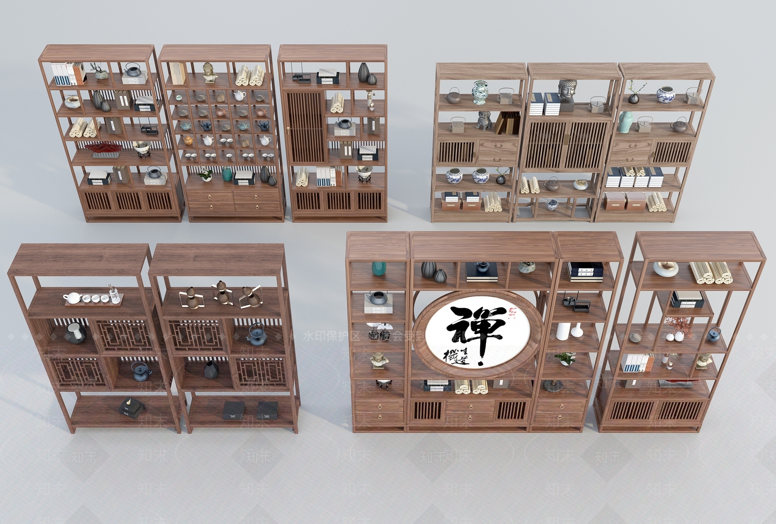 新中式博古架3D模型下载【ID:1121801340】
