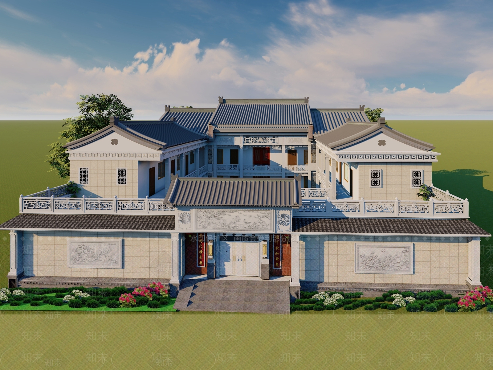 新中式四合院SU模型下载【ID:1121805048】