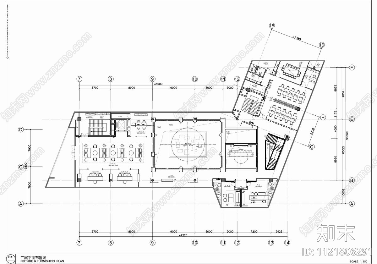 2500㎡售楼处销售中心设计施工图cad施工图下载【ID:1121806291】