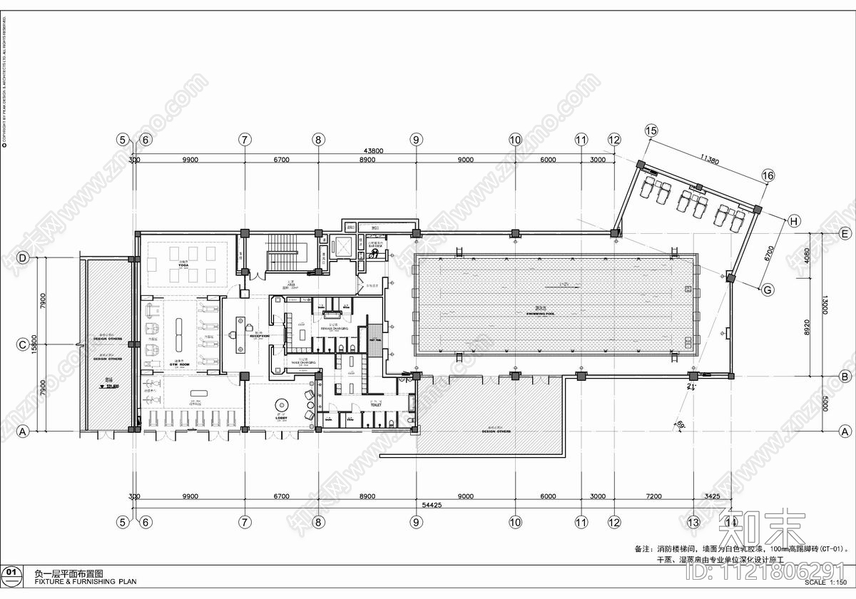 2500㎡售楼处销售中心设计施工图cad施工图下载【ID:1121806291】