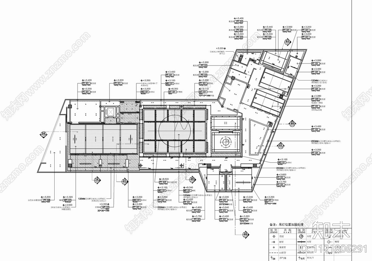 2500㎡售楼处销售中心设计施工图cad施工图下载【ID:1121806291】