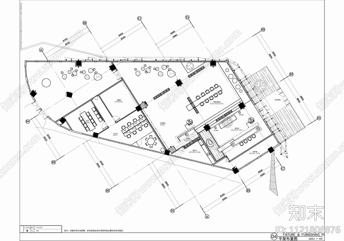 休闲接待会所室内设计CAD施工图cad施工图下载【ID:1121806876】