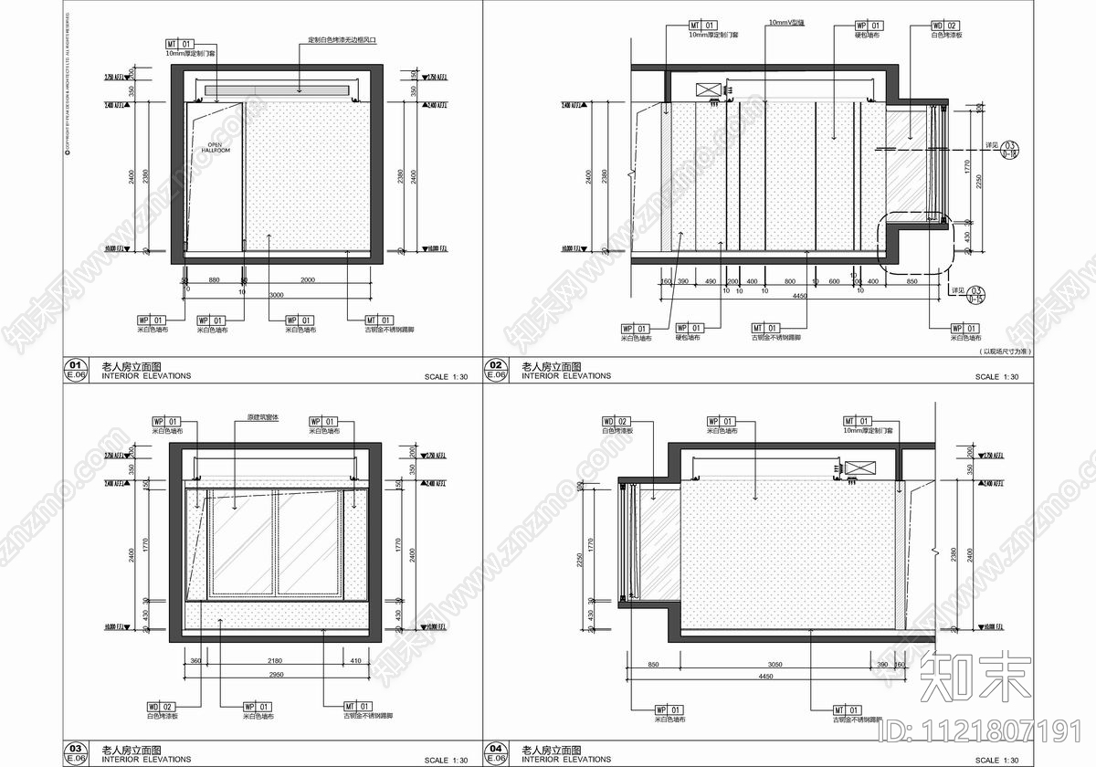 130㎡轻奢风格大平层样板间CAD施工图施工图下载【ID:1121807191】