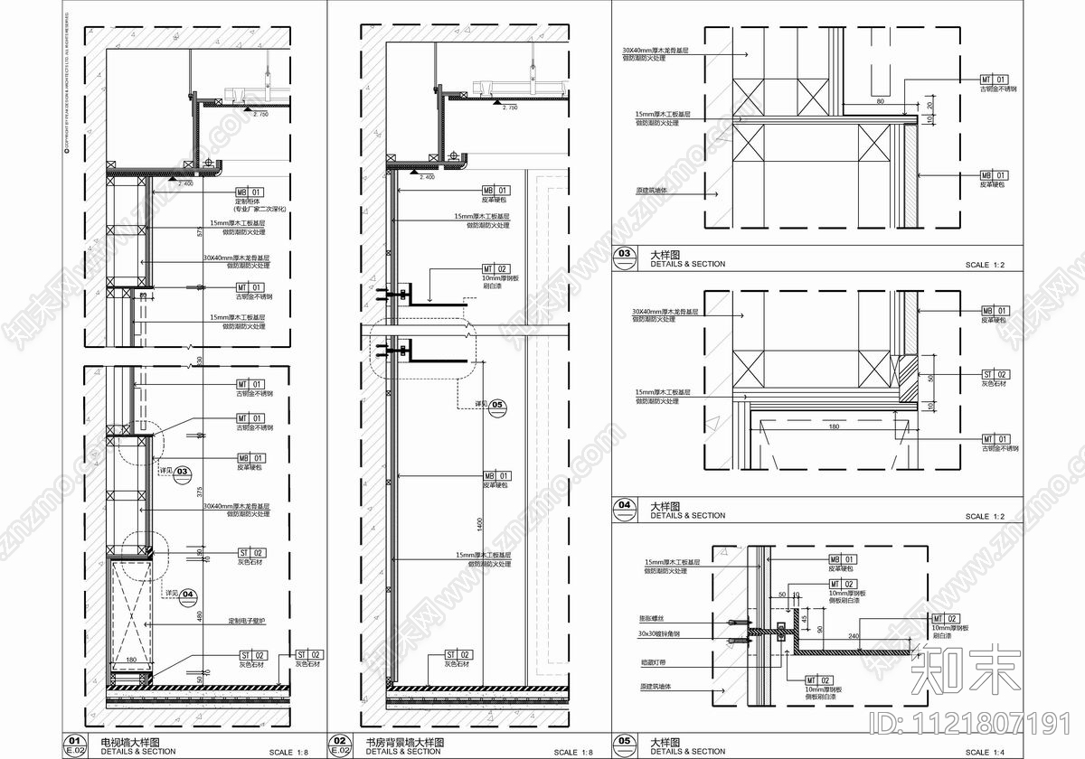 130㎡轻奢风格大平层样板间CAD施工图施工图下载【ID:1121807191】