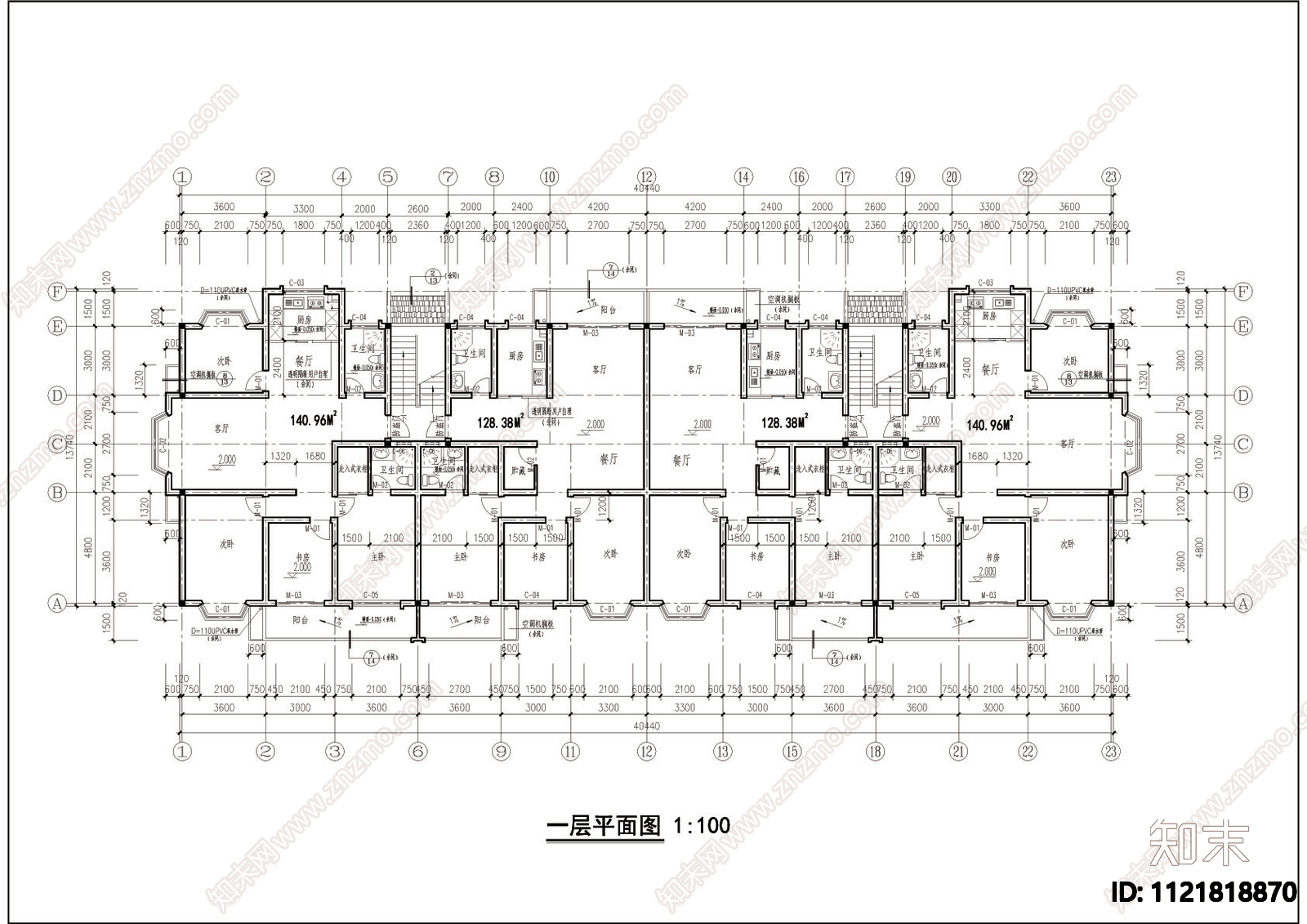 多层公寓建筑设计施工图cad施工图下载【ID:1121818870】