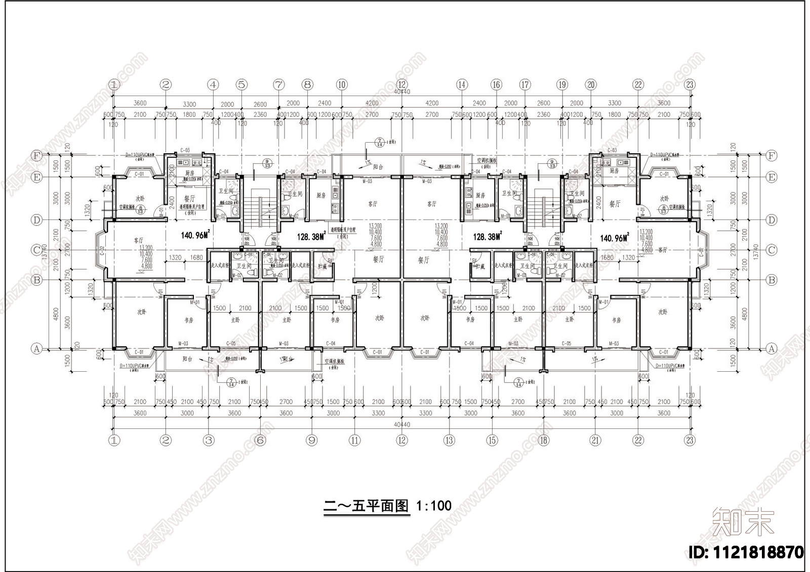 多层公寓建筑设计施工图cad施工图下载【ID:1121818870】