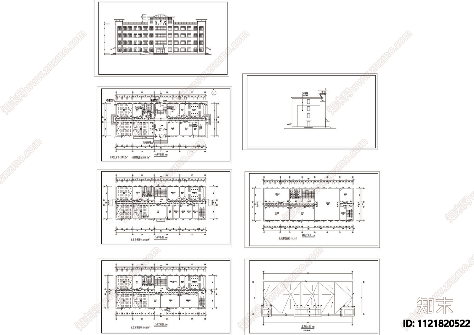 中学综合楼建筑设计cad图施工图施工图下载【ID:1121820522】