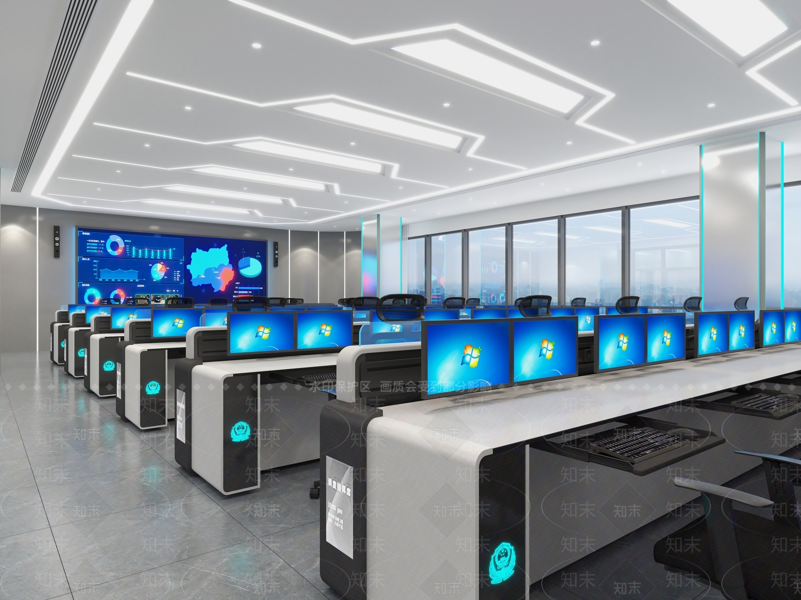 现代公安局指挥中心3D模型下载【ID:1121820815】