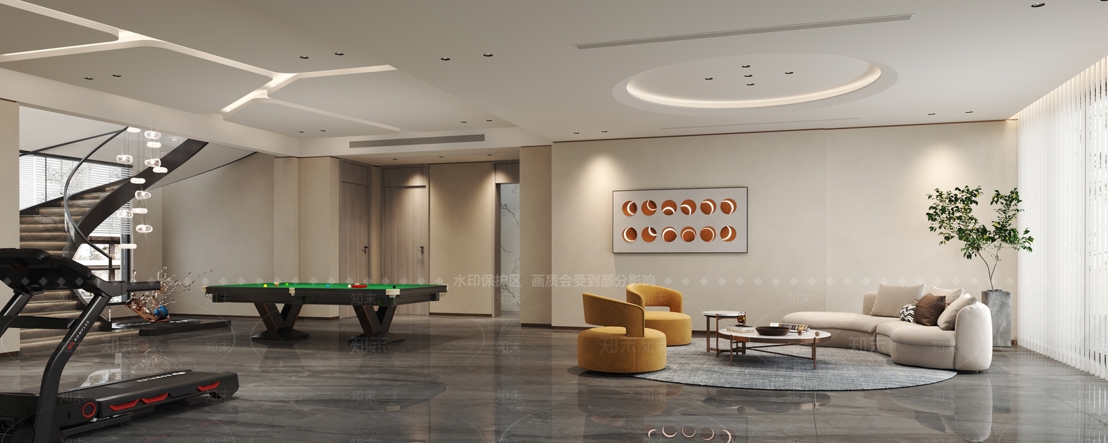 现代地下室家居健身房3D模型下载【ID:1121826578】