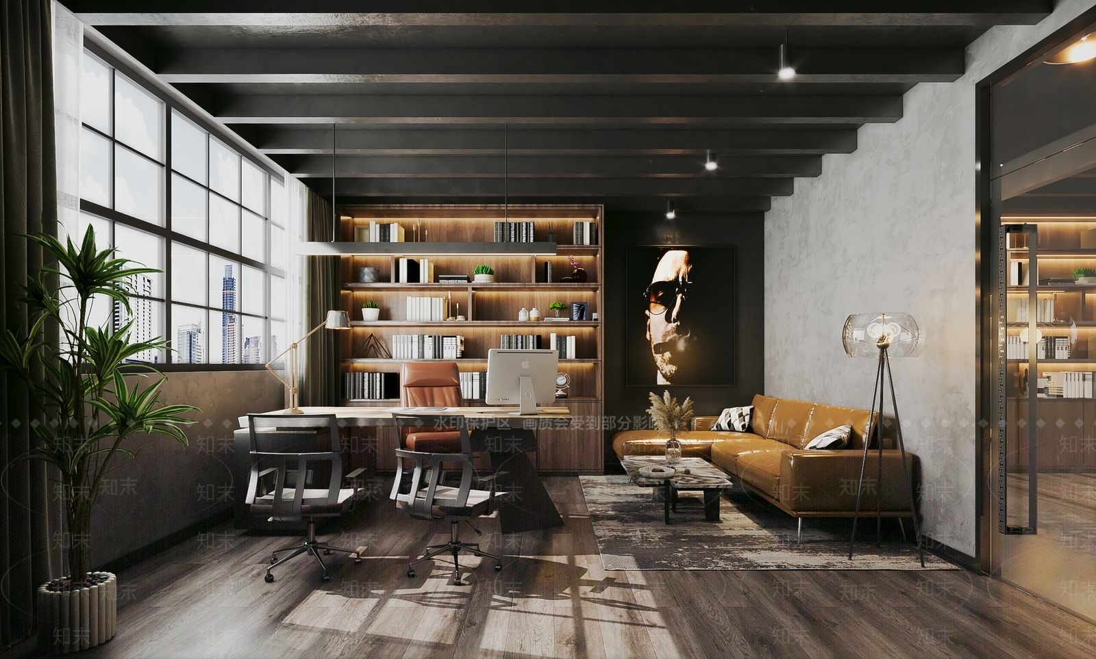 工业风经理办公室3D模型下载【ID:1121824842】