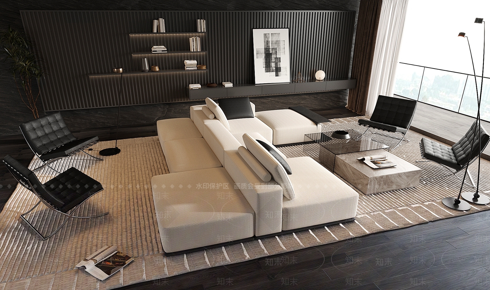 双色窗帘组合模型3D模型下载【ID:1206185225】
