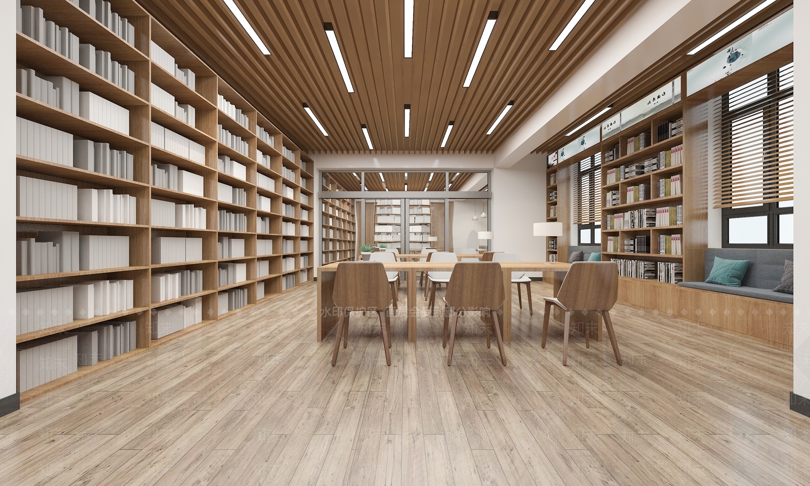 现代简约图书馆3D模型下载【ID:1121826520】_知末3d模型网