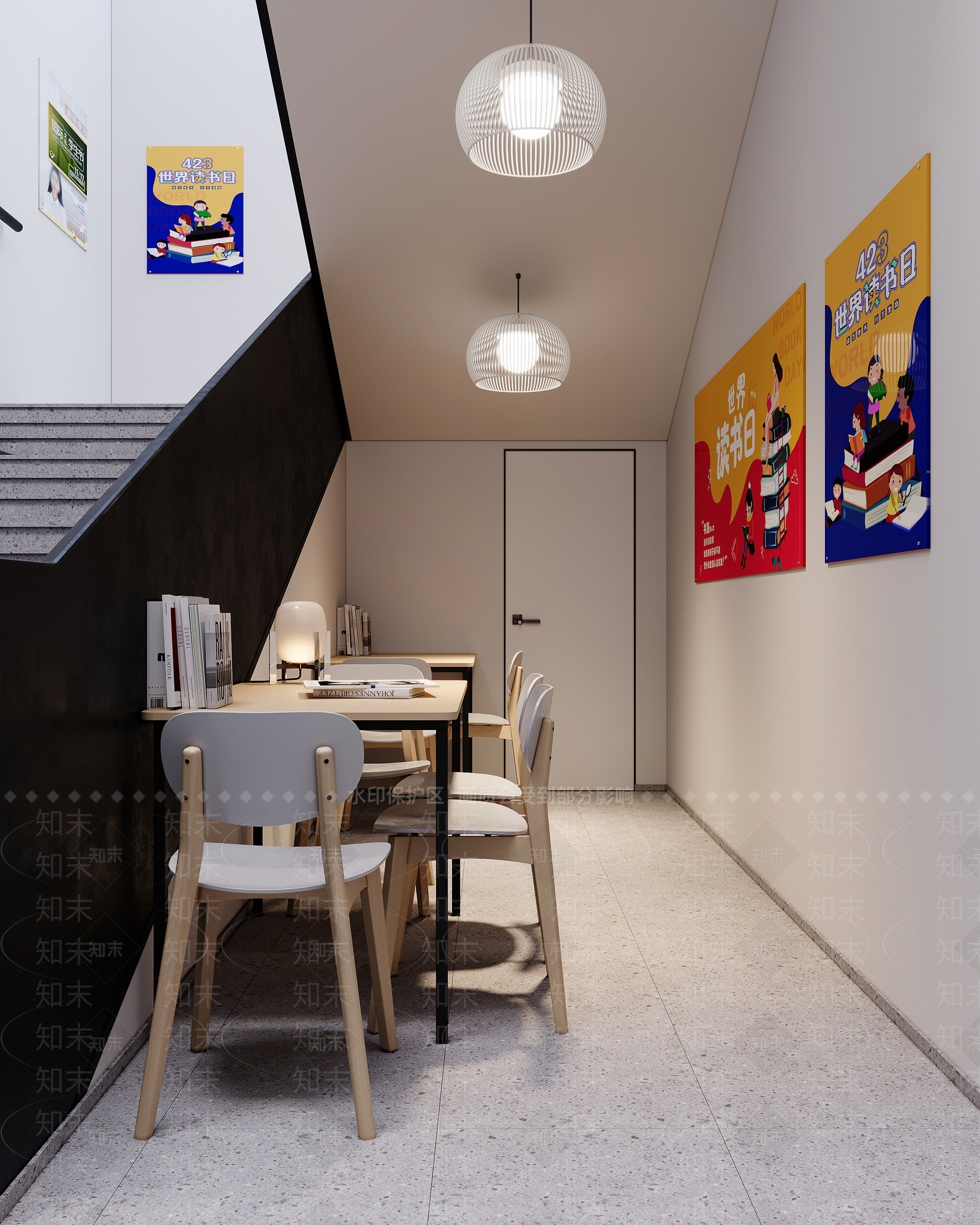 现代公共楼梯间3D模型下载【ID:1121827764】