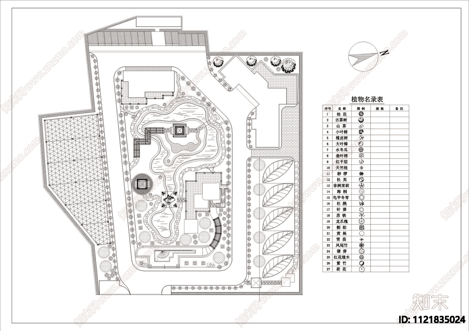 茶场游园景观绿化景观平面图cad施工图下载【ID:1121835024】