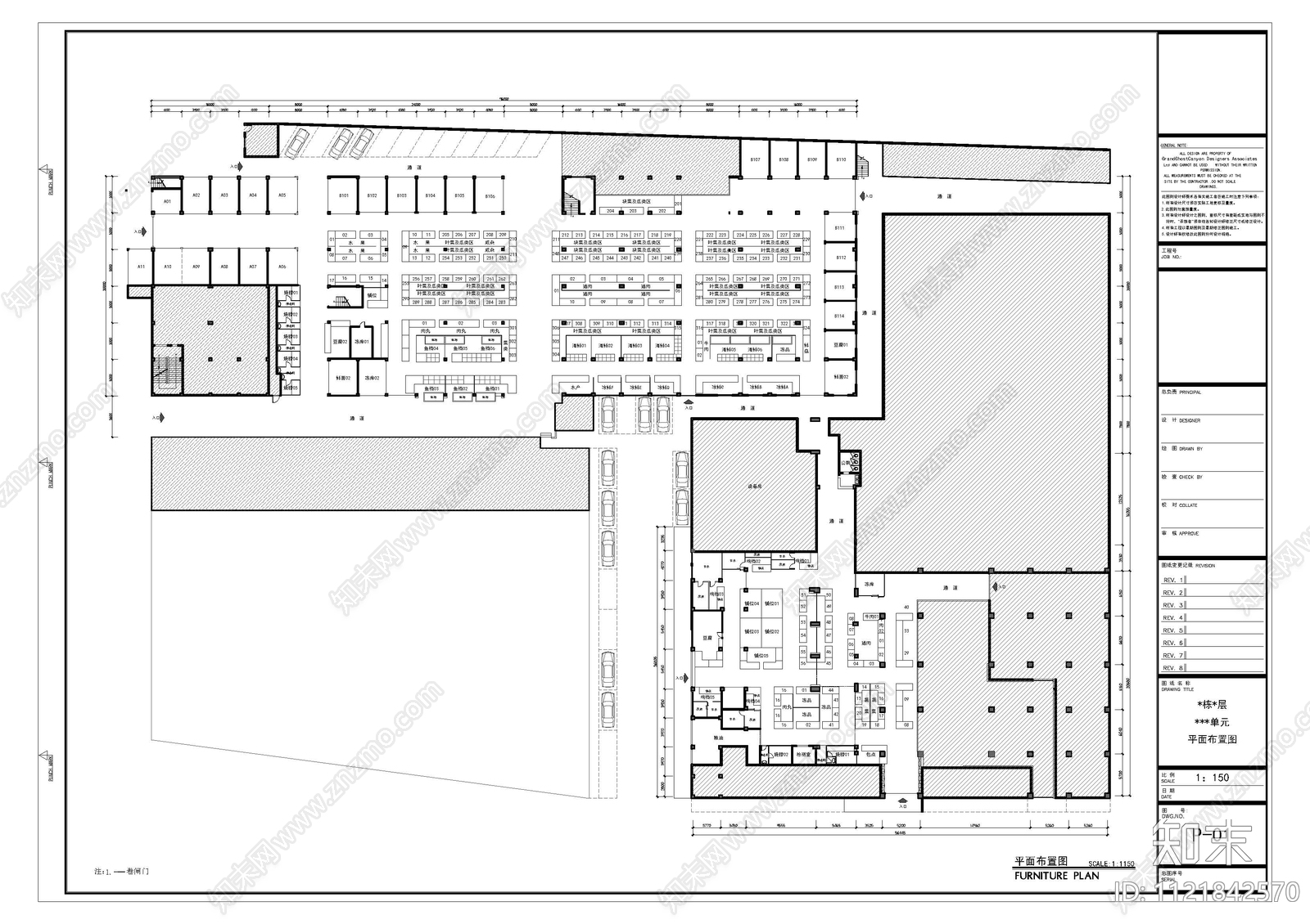 棠东菜市场商业空间施工图cad施工图下载【ID:1121842570】