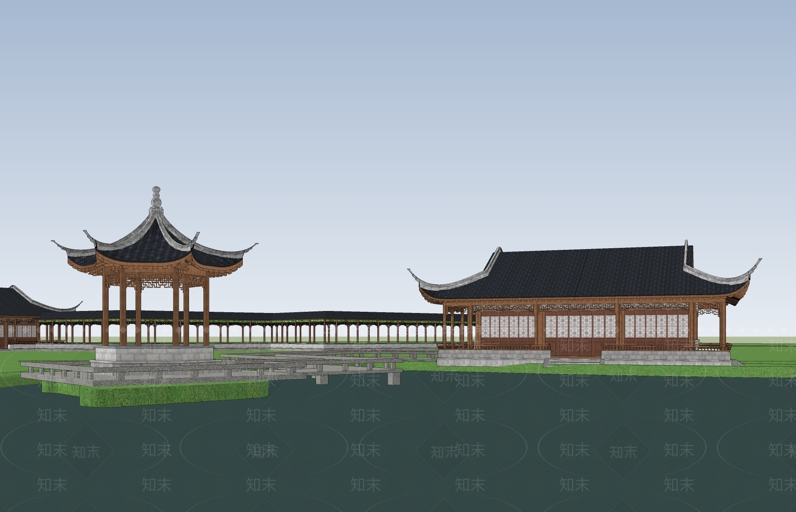 中式古建SU模型下载【ID:1121842838】_知末su模型网
