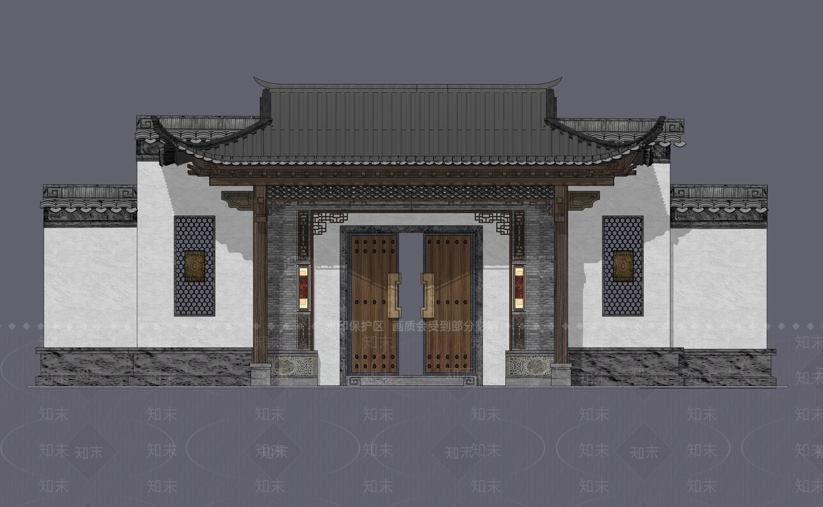 中式庭院门SU模型下载【ID:1121843750】