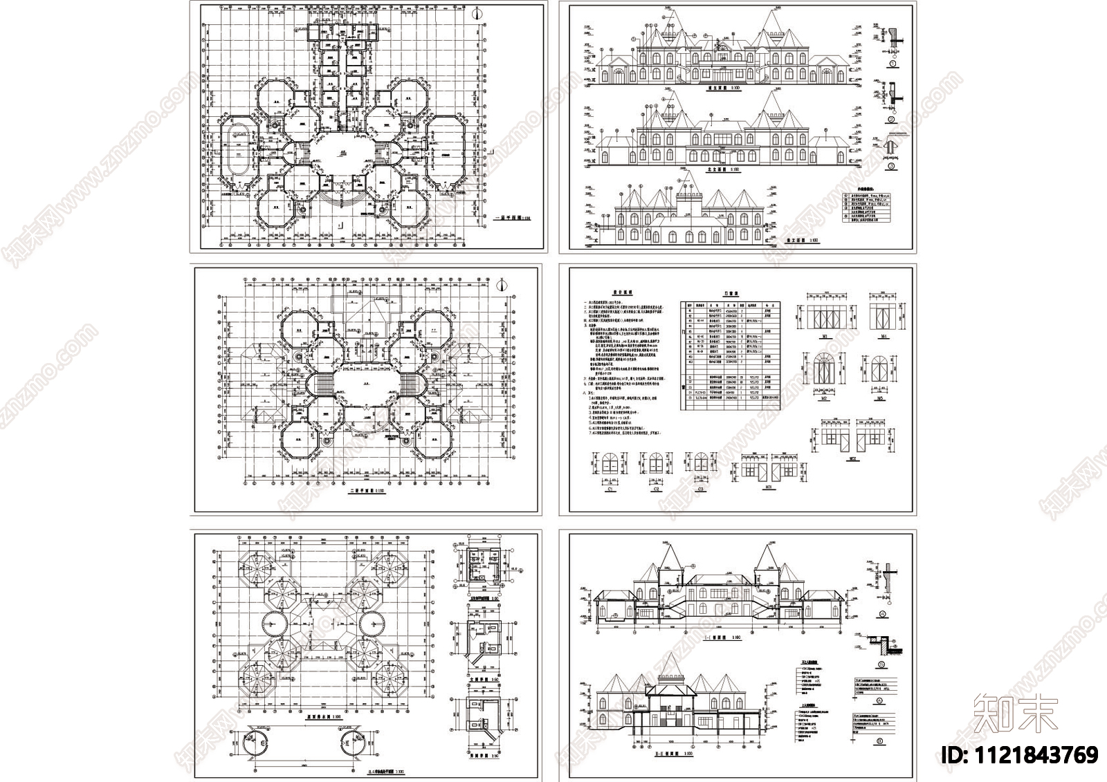 欧式幼儿圆建筑cad图施工图施工图下载【ID:1121843769】