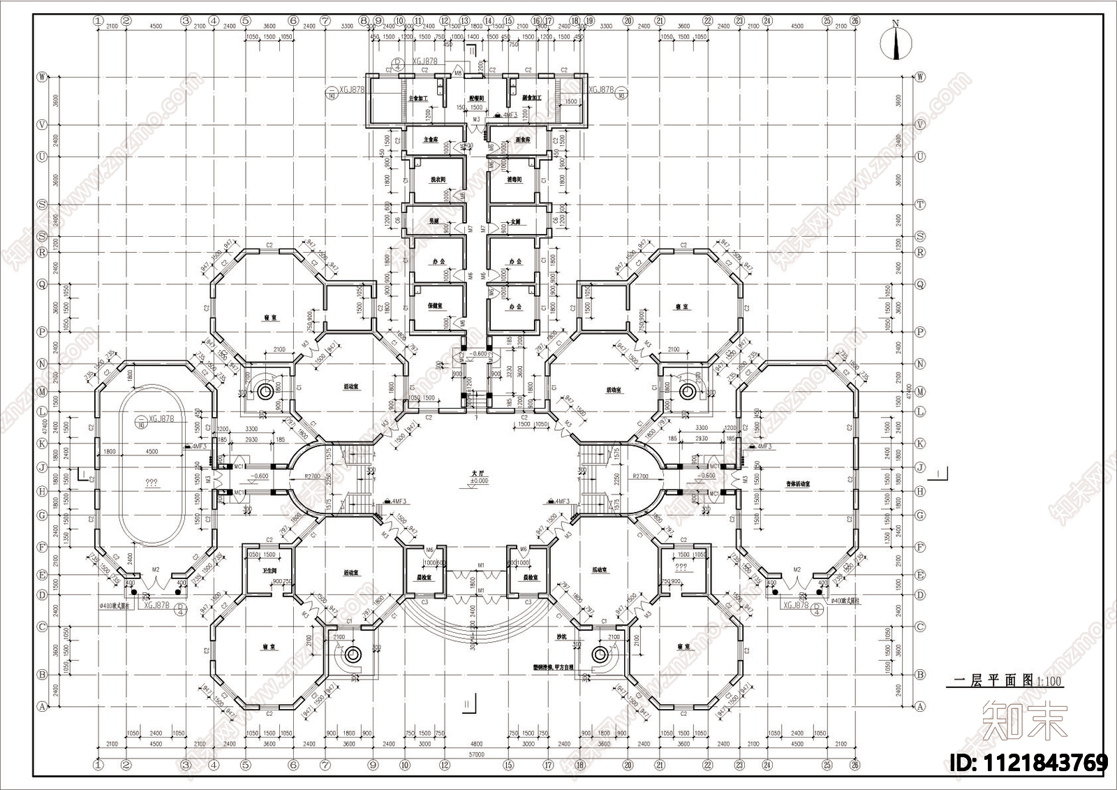 欧式幼儿圆建筑cad图施工图施工图下载【ID:1121843769】