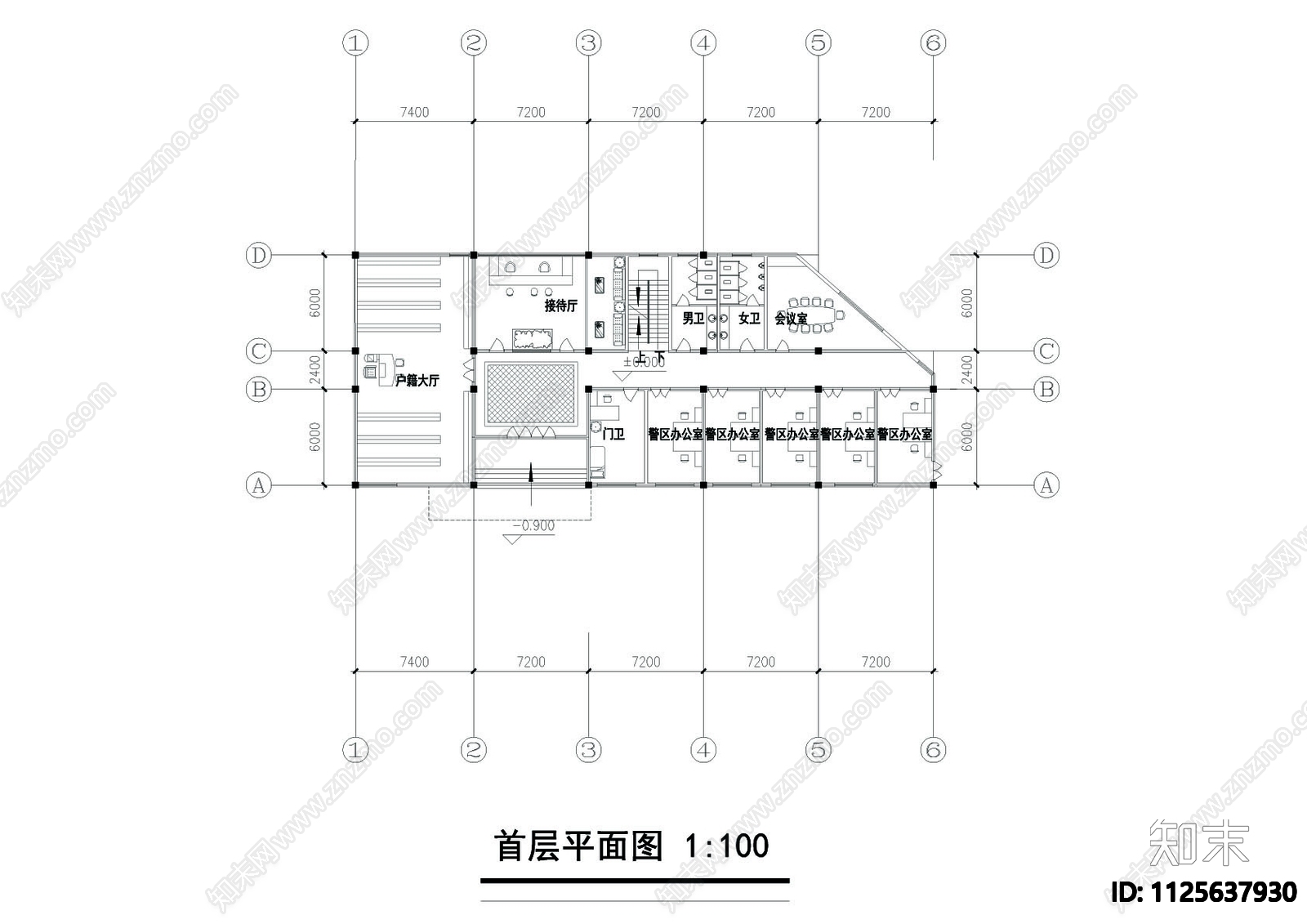 派出所建筑cad图施工图下载【ID:1125637930】