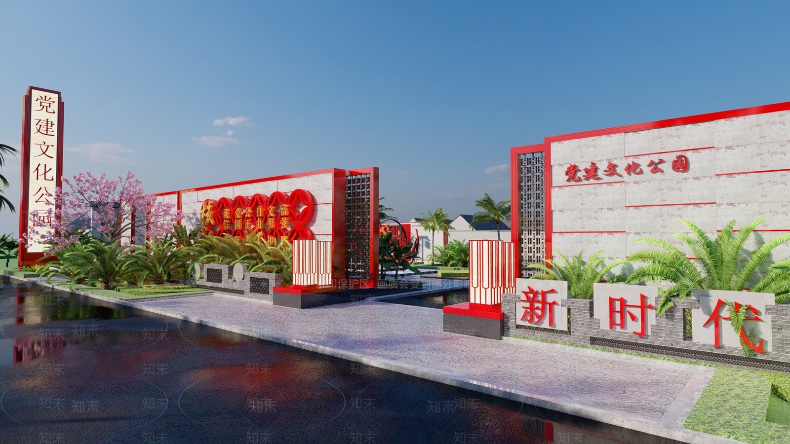 现代红色文化公园景观SU模型下载【ID:1121849817】